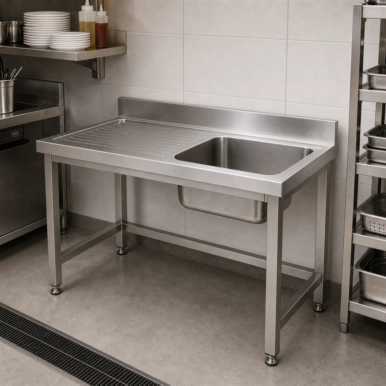 Stainless Steel Sink Unit - Restaurant Kitchen Application