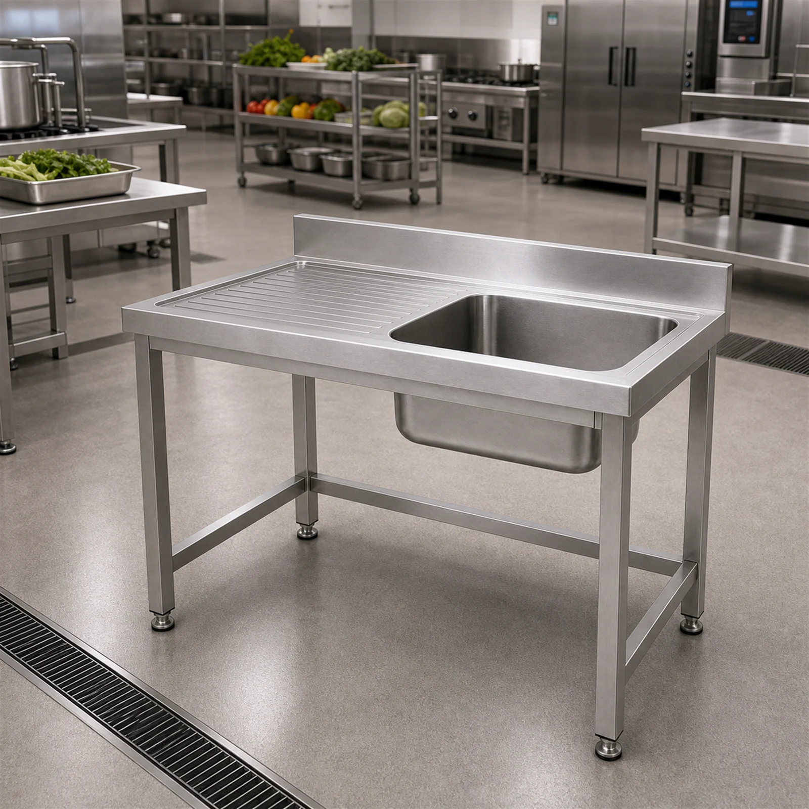 Stainless Steel Sink Unit - Central Kitchen Application