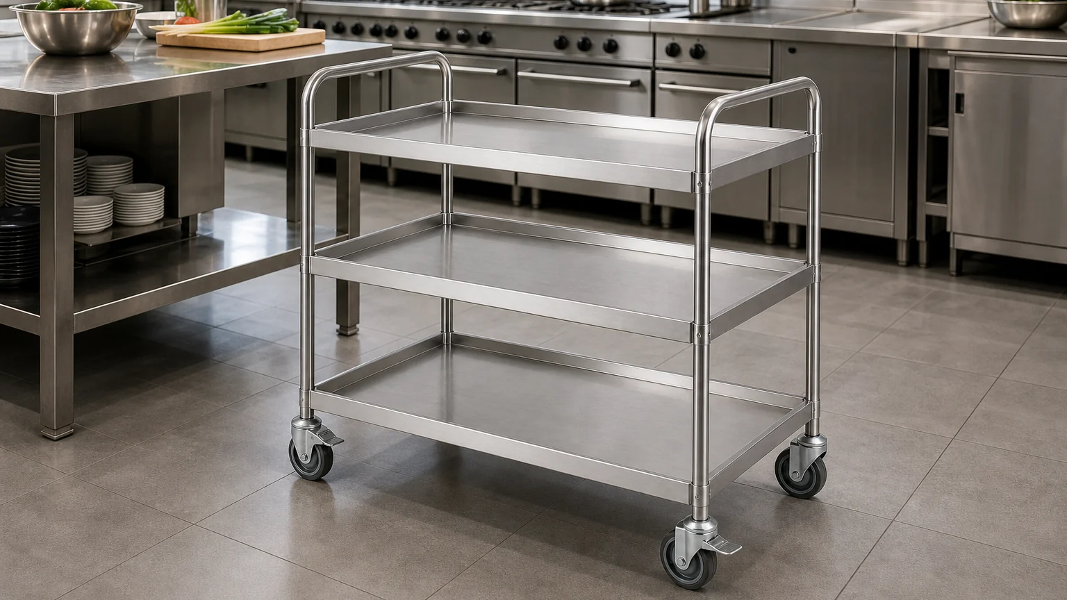Stainless Steel Utility Trolley - Hotel Kitchen Application