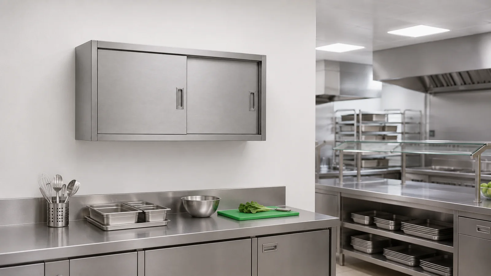Stainless Steel Wall Cabinet - Representative secondary commercial kitchen application scene